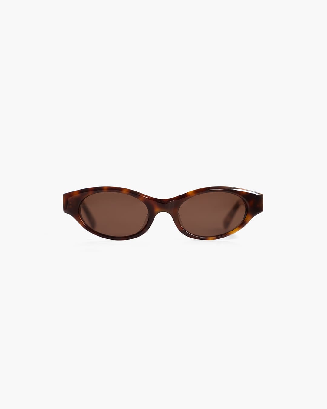 Sunglasses with tortoiseshell frame and brown lenses on a white background