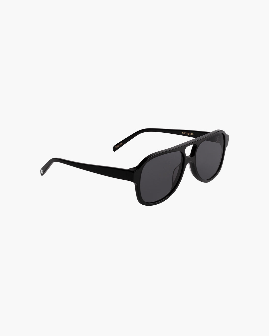 Black sunglasses on a white background slightly from the side