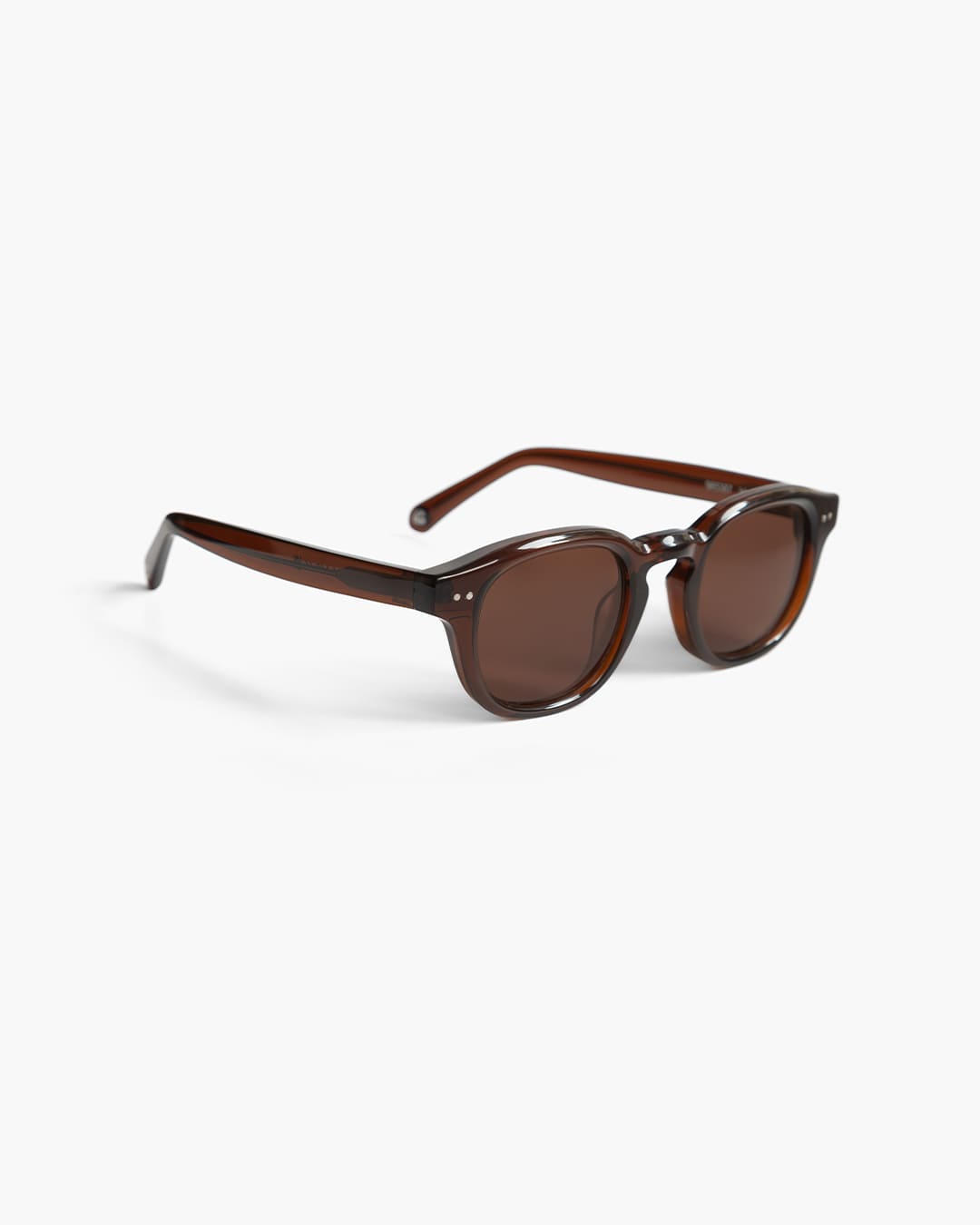 Brown sunglasses on a white background slightly from the side