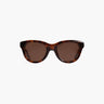 Tortoiseshell sunglasses with brown lenses on a white background