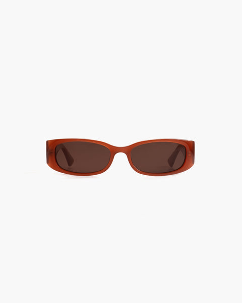 Romy Red Brown - Statement Rectangular Sunglasses by Corlin